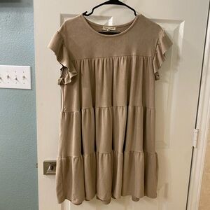 Indigo Soul Tan mini dress. Bohemian or Rodeo style. Faux suede fabric.  New!
